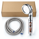 3-Mode Bead Filter Handheld Shower Head with Stop Button - Clear - 1.5 m hose + box