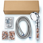 3-Mode Bead Filter Handheld Shower Head with Stop Button - Clear - 1.5 m hose + adhesive holder + 2 refills + box