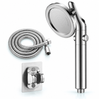 Chrome Silver swivel filtered handheld shower head, Head + 1.5 m Hose + Holder
