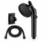 Black swivel filtered handheld shower head, Head + 1.5 m Hose + Holder