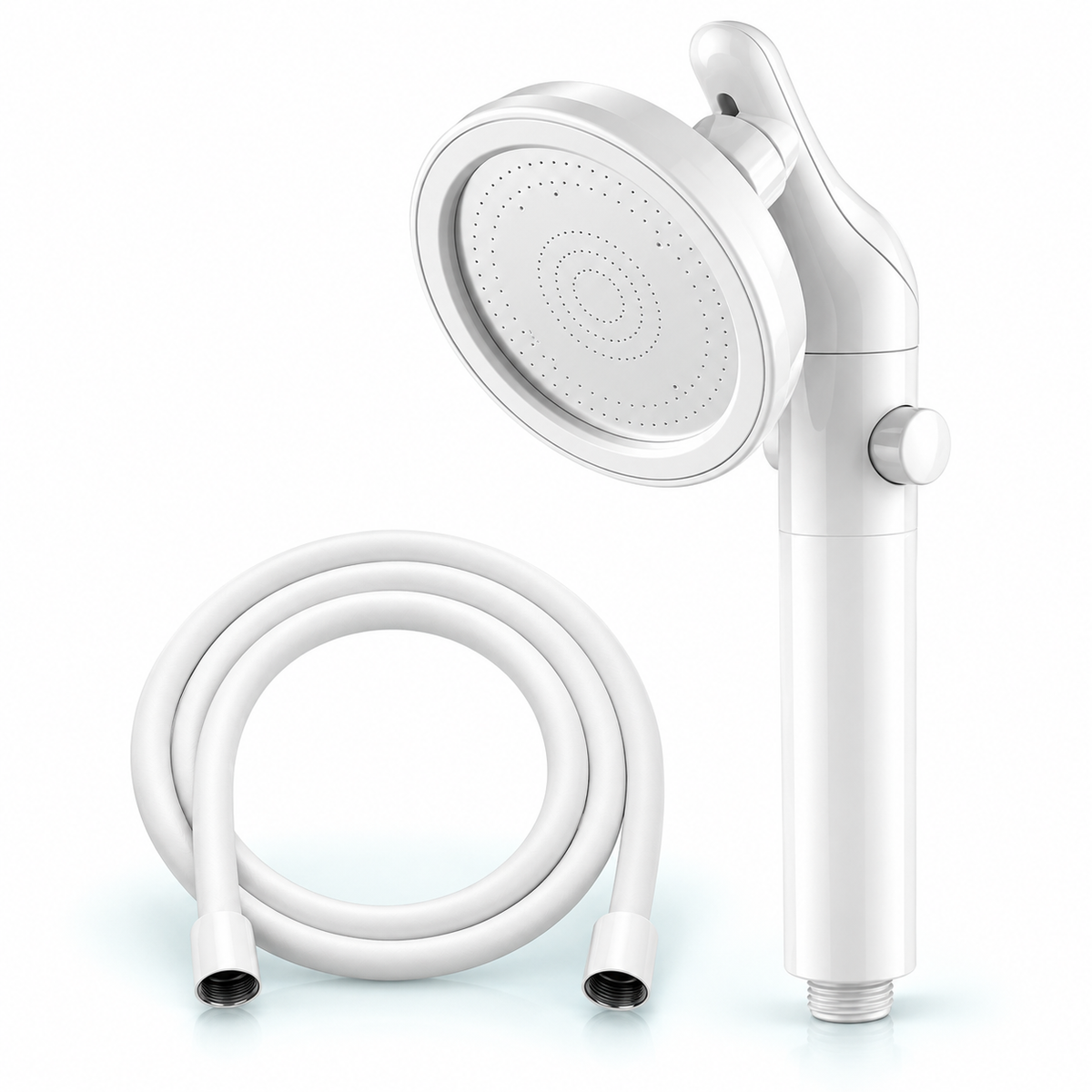 White swivel filtered handheld shower head, Head + 1.5 m Hose