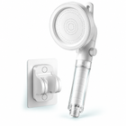 White clear-handle swivel filtered handheld shower head, Head + Holder