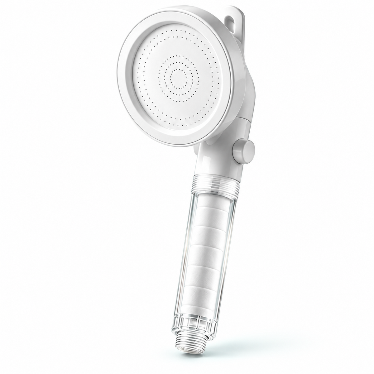 White clear-handle swivel filtered handheld shower head, Head Only