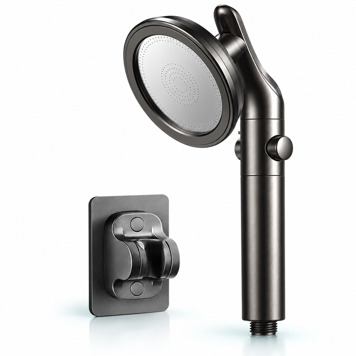 Gunmetal Grey swivel filtered handheld shower head, Head + Holder
