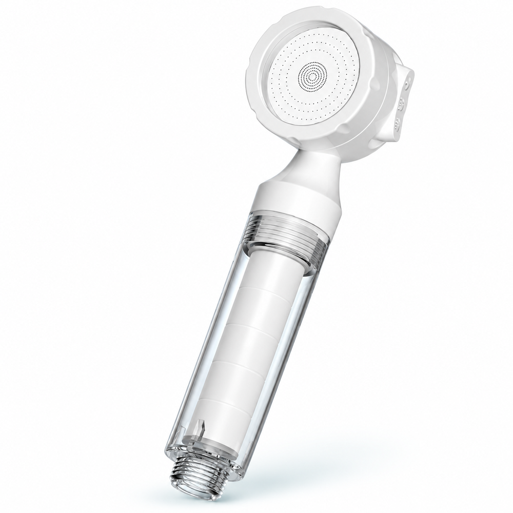 Cream White three-mode filtered travel shower head, Head Only