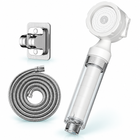 Cream White three-mode filtered travel shower head, Head + 1.5 m Hose + Holder