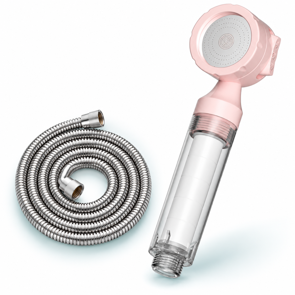 Sakura Pink three-mode filtered travel shower head, Head + 1.5 m Hose