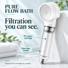 Pure Flow Bath white travel filter showerhead — filter view