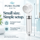 Pure Flow Bath white travel filter showerhead — fit view