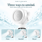 Pure Flow Bath white travel filter showerhead — modes view