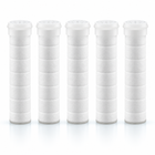 Five replacement filter cartridges for travel shower head