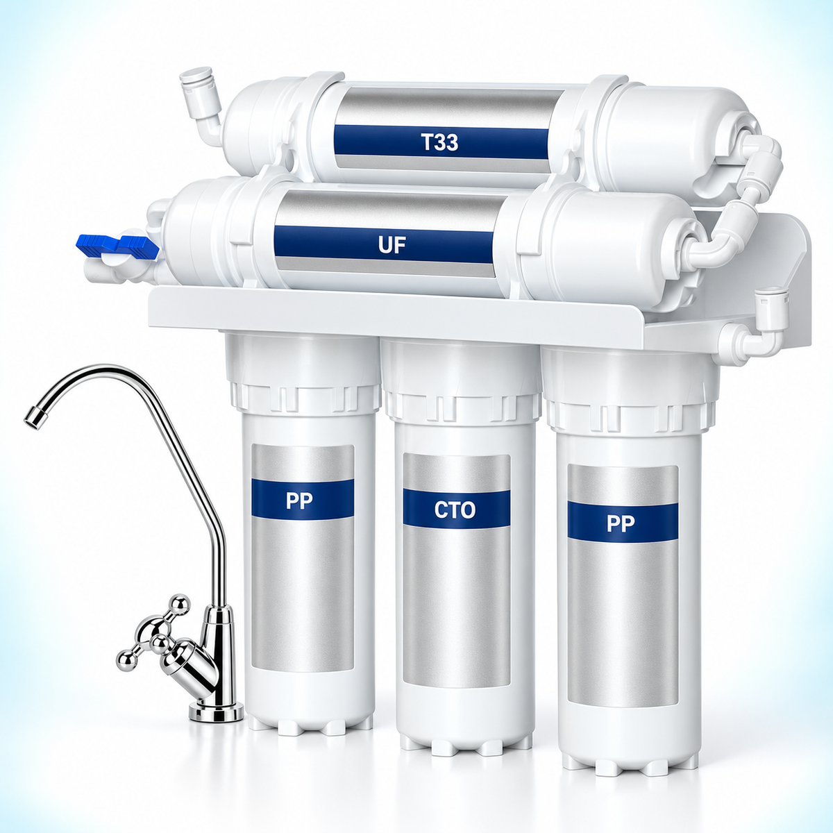 Small under-sink ultrafiltration unit with faucet