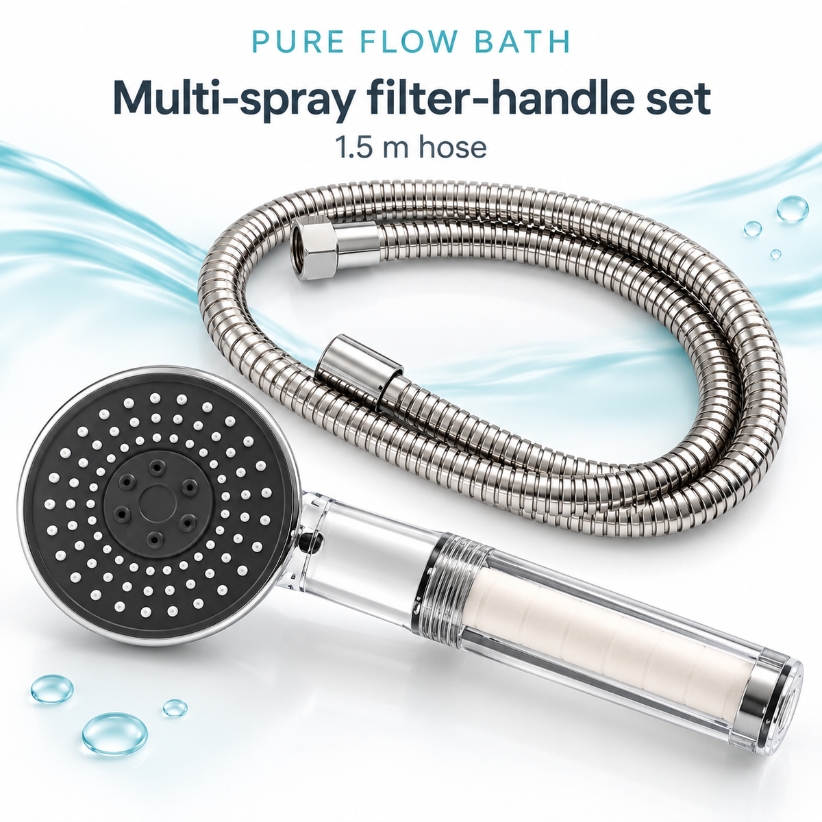 Pure Flow Bath Multi-spray filter-handle set, Silver reference