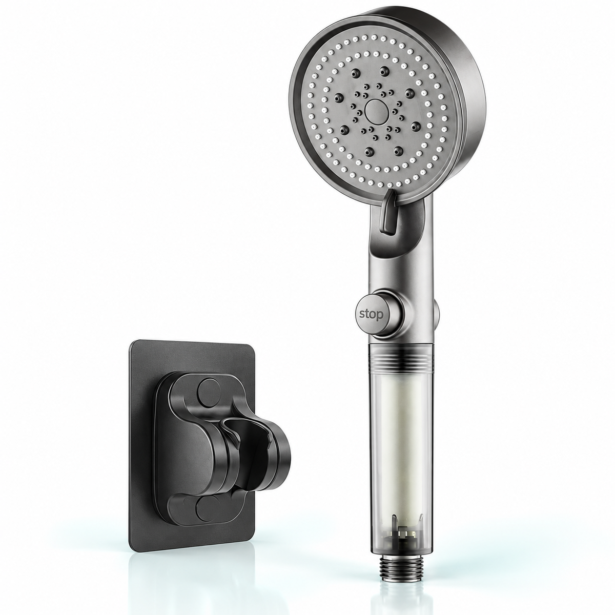 five-mode filtered showerhead - Gray / Holder