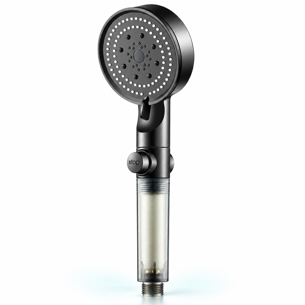 five-mode filtered showerhead - Black / Showerhead only