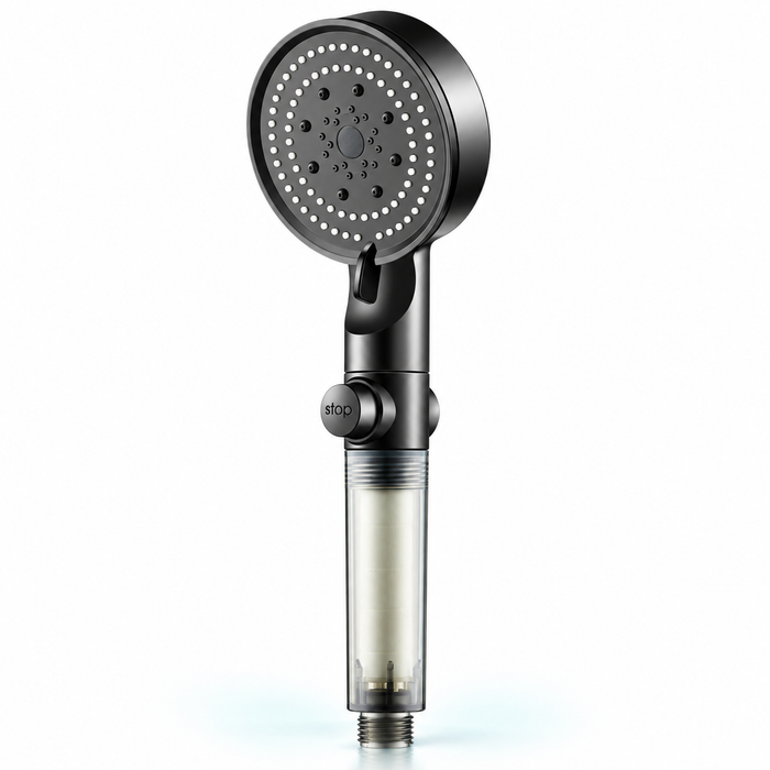 five-mode filtered showerhead - Black / Showerhead only