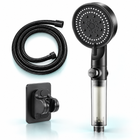 five-mode filtered showerhead - Black / 1.5 m hose + holder