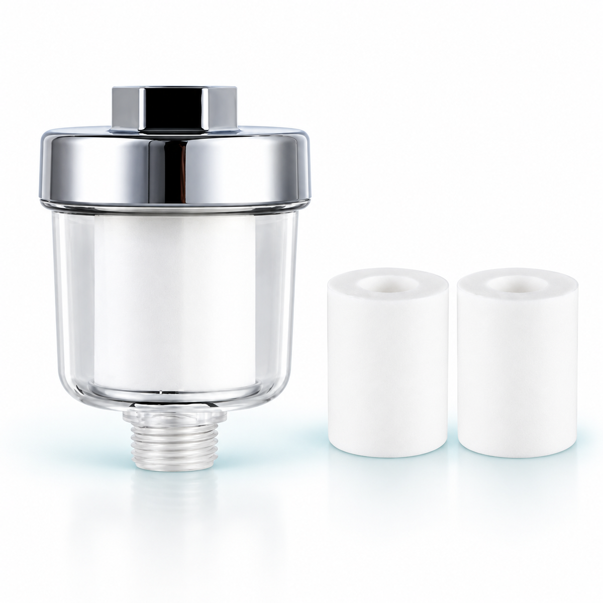 compact inline filter - Filter with installed cartridge + 2 spare cartridges